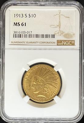 1913-S $10 Indian MS61 NGC