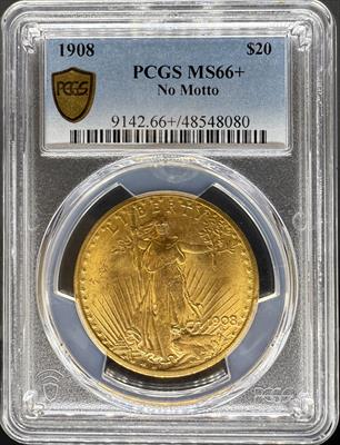 1908 NM $20 St Gaudens MS66+ PCGS