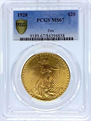 1928 $20 St Gaudens MS67 PCGS