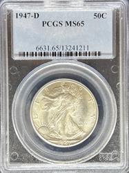 1947-D Walking Liberty Half Dollar MS65 PCGS