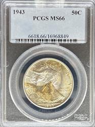 1943 Walking Liberty Half Dollar MS66 PCGS