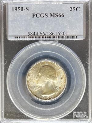 1950-S Washington Quarter MS66 PCGS
