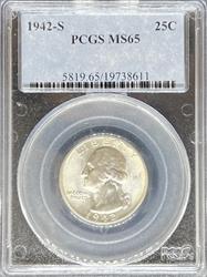 1942-S Washington Quarter MS65 PCGS