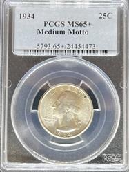 1934 Washington Quarter Medium Motto MS65+ PCGS