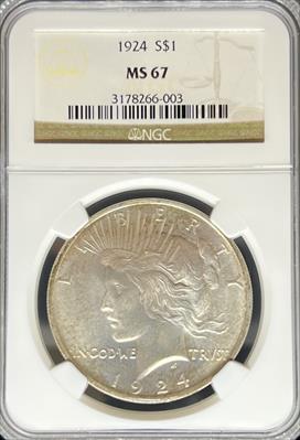 1924 Peace Dollar MS67 NGC