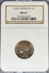 1938-D Jefferson Nickel MS67 NGC