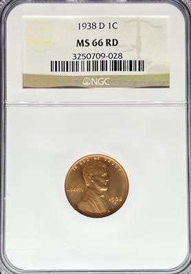 1938-D Lincoln Cent MS66RD NGC
