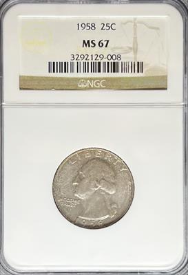 1958 Washington Quarter MS67 NGC