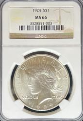 1924 Peace Dollar MS66 NGC
