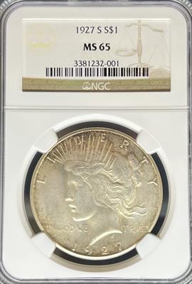 1927-S Peace Dollar MS65 NGC