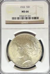 1922 Peace Dollar MS66 NGC