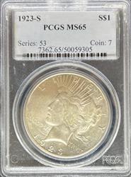 1923-S Peace Dollar MS65 PCGS