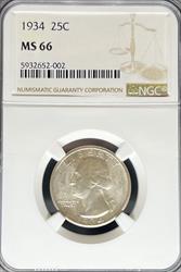 1934 Washington Quarter Medium Motto MS66 NGC