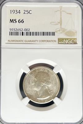 1934 Washington Quarter Medium Motto MS66 NGC