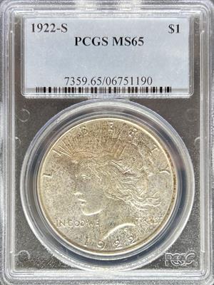 1922-S Peace Dollar MS65 PCGS