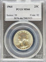 1964 Washington Quarter MS66 PCGS
