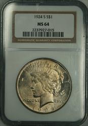 1924-S Peace Dollar MS64 NGC