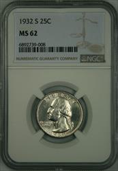 1932-S Washington Quarter MS62 NGC