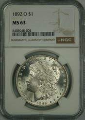 1892-O Morgan Dollar MS63 NGC