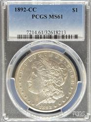 1892-CC Morgan Dollar MS61 PCGS
