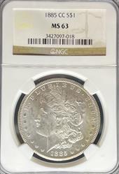 1885-CC Morgan Dollar MS63 NGC