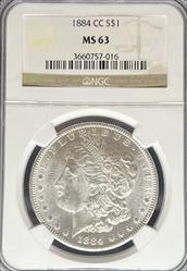 1884-CC Morgan Dollar MS63 NGC