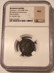 Roman Empire Licinius I AD 308-324 BI Reduced Nummus Nicomedia rv Jupiter AU NGC