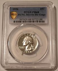 1956 Washington Quarter Reverse Die Gouge Variety FS-701 Proof PR68 PCGS GSH
