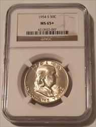 1954 S Franklin Half Dollar MS65+ NGC