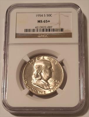 1954 S Franklin Half Dollar MS65+ NGC