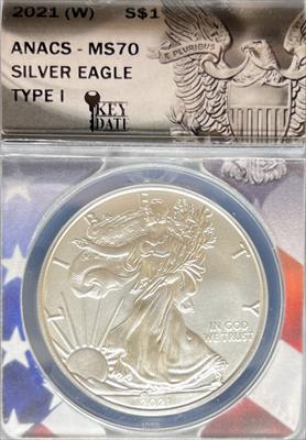 2021-W T1 Silver Eagle MS70 ANACS
