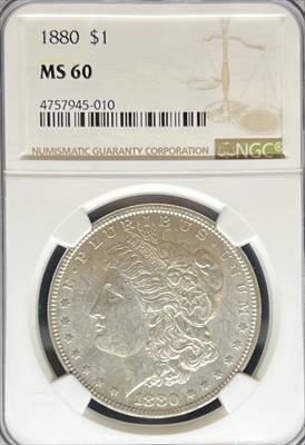 1880 Morgan Dollar MS60 NGC