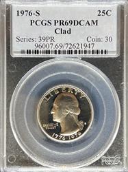 1976-S Clad Washington Quarter PR69DCAM PCGS