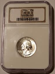 1944 Washington Quarter MS66 W NGC Blast White