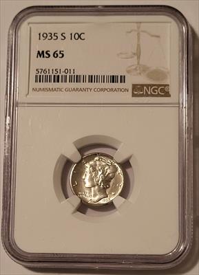 1935 S Mercury Dime MS65 NGC