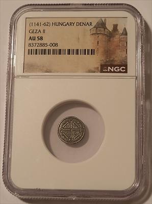 Hungary - Middle Ages - Geza II (1141-62) Silver Denar AU58 NGC