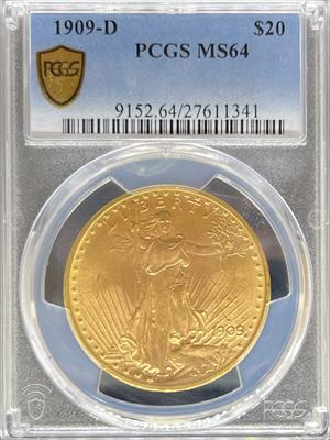 1909-D $20 St Gaudens MS64 PCGS