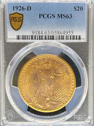 1926-D $20 St Gaudens MS63 PCGS