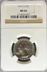 1969-D Washington Quarter MS66 NGC
