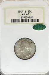 1944-S Washington Quarter MS67 NGC CAC