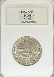 1936 50C Wisconsin MS66 NGC
