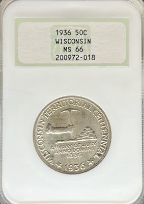1936 50C Wisconsin MS66 NGC