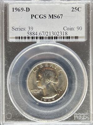 1969-D Washington Quarter MS67 PCGS