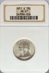 1951-S Washington Quarter MS67 NGC