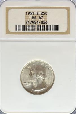 1951-S Washington Quarter MS67 NGC