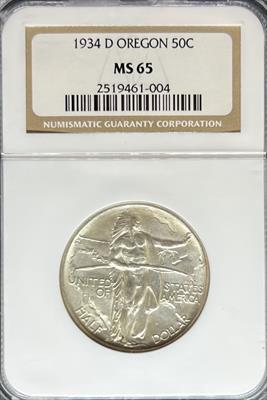 1934-D 50C Oregon MS65 NGC