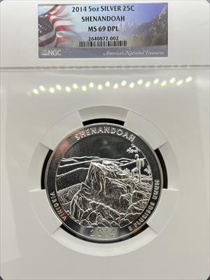 2014 5oz America the Beautiful Shenandoah MS69DPL NGC