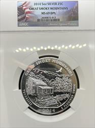 2014 5oz America the Beautiful Great Smoky Mountains MS69DPL NGC