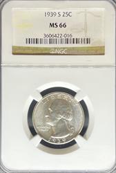 1939-S Washington Quarter MS66 NGC