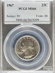 1967 Washington Quarter MS66 PCGS